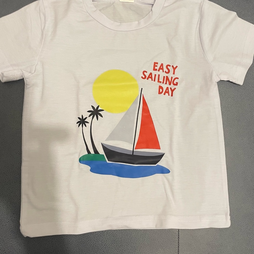 Kids Easy Sailing Day T-Shirt - White summer size 5T boys